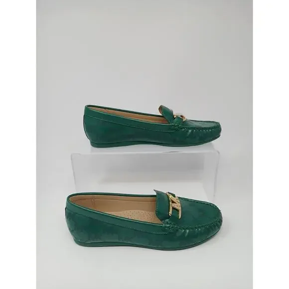 Michael Kors Camila Logo Moccasin Jewel Green Women SZ 7M 49S2CAFR1L New In Box - Picture 3 of 16